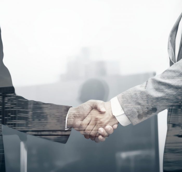 Two businesspeople shaking hands