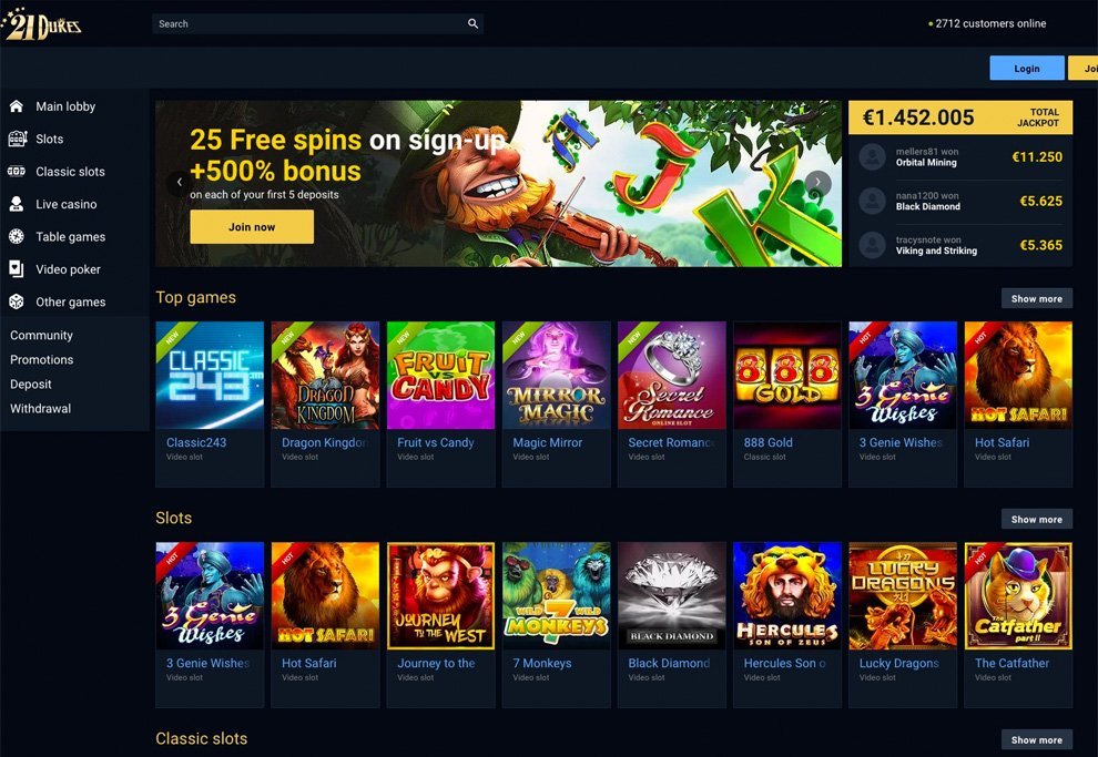 Featured slots on casino site