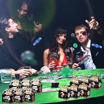 Group enjoying poker night at casino table