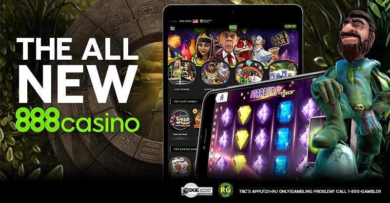 888casino tablet with slot games and character