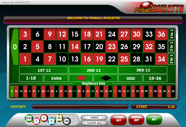 Digital pinball roulette betting layout