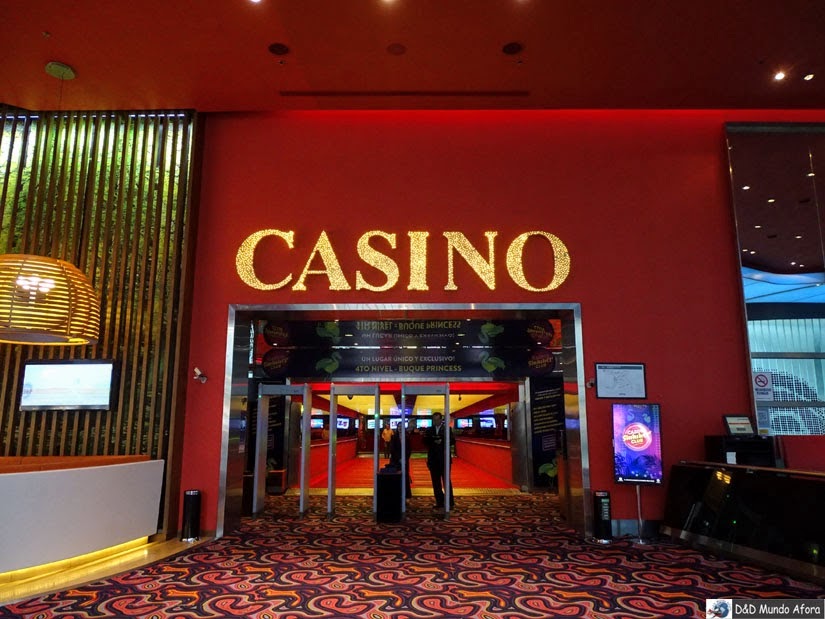 Casino entrance with illuminated gold sign