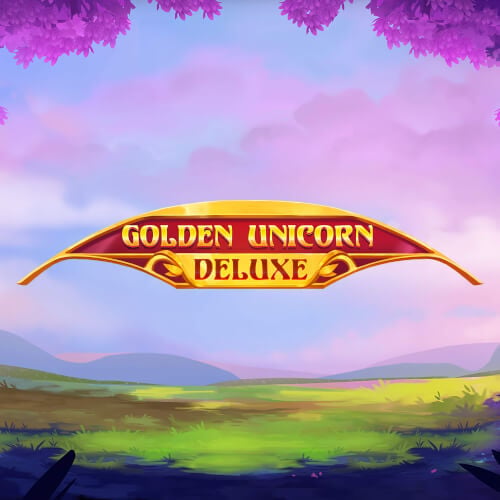 Golden Unicorn Deluxe logo on fantasy landscape