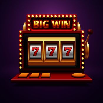 Slot machine displaying 777 jackpot big win