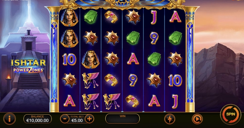 Ishtar themed online slot machine screen