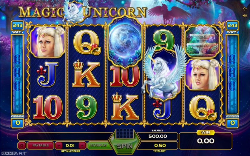 Magic Unicorn slot machine game screen