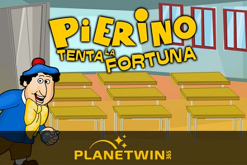 Cartoon character in empty classroom game banner