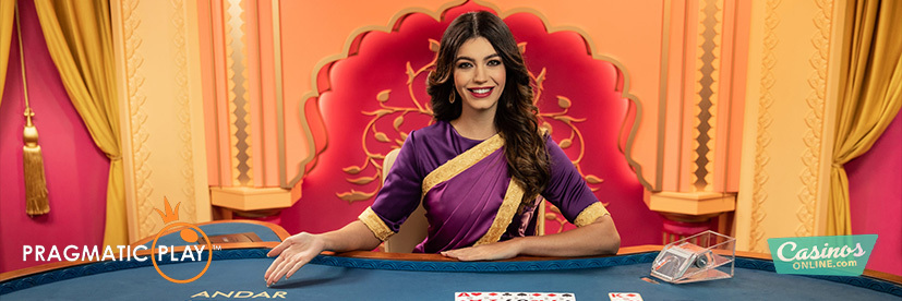 Smiling casino dealer in purple sari