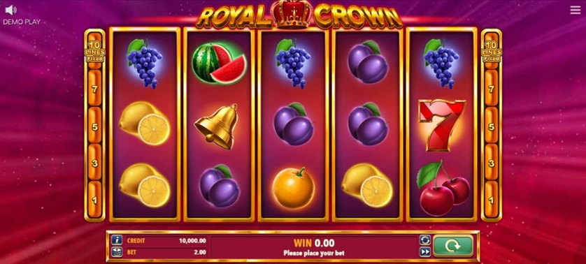 Royal Crown slot screen showing fruit symbols
