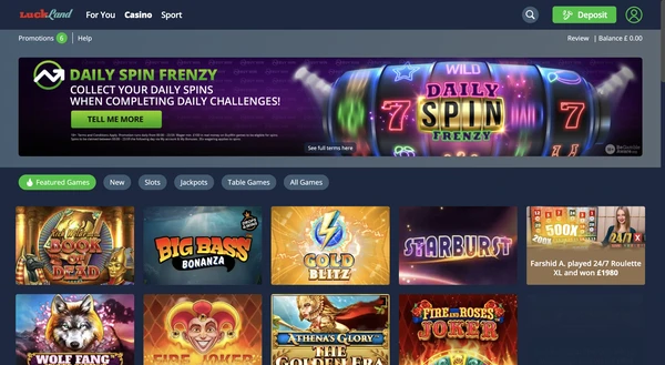 Casino game thumbnails overview