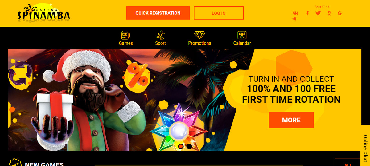 Casino website banner with Santa character