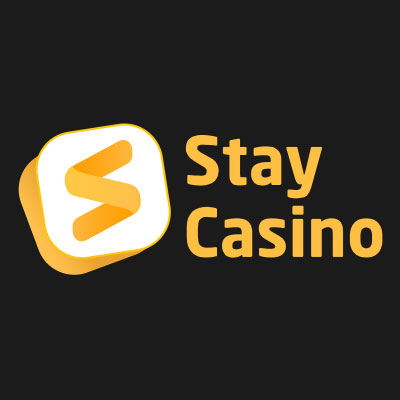 Stay Casino yellow logo on black background