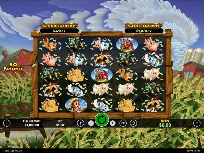 Farm-themed slot machine game screen