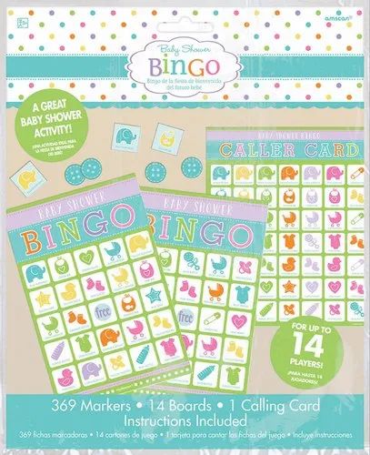 Pastel baby shower bingo game cards