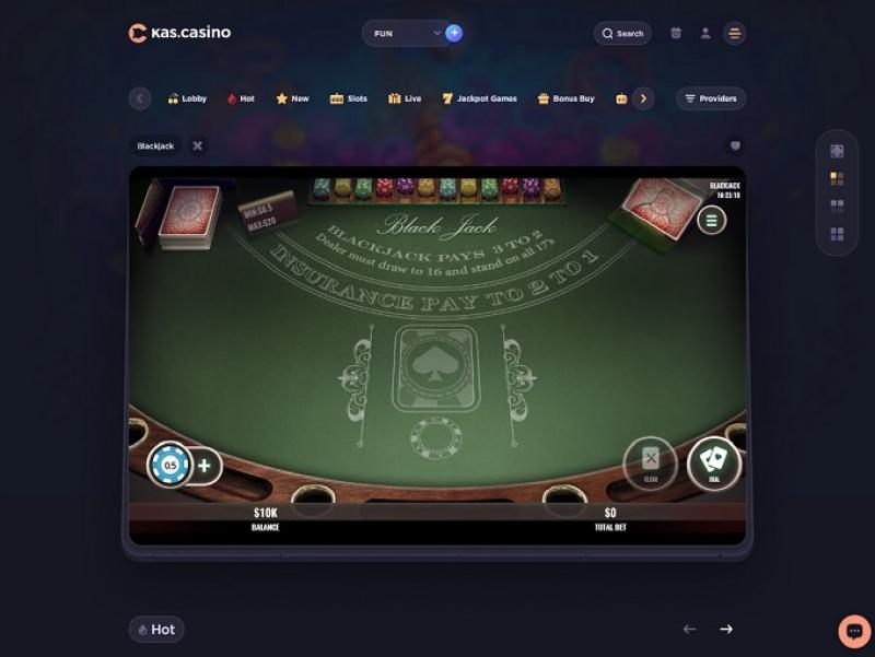 Online casino blackjack table interface