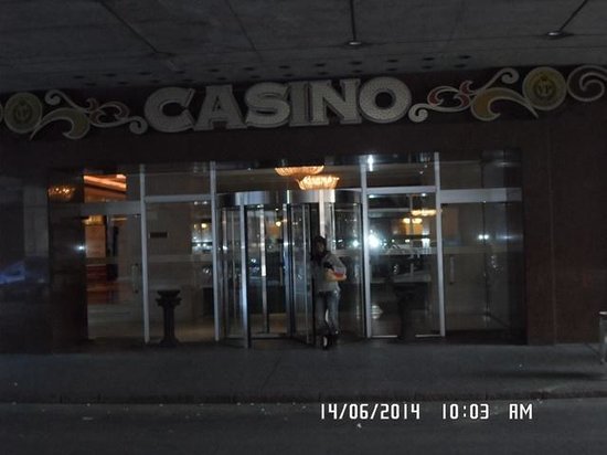 Casino entrance with glass revolving doors
