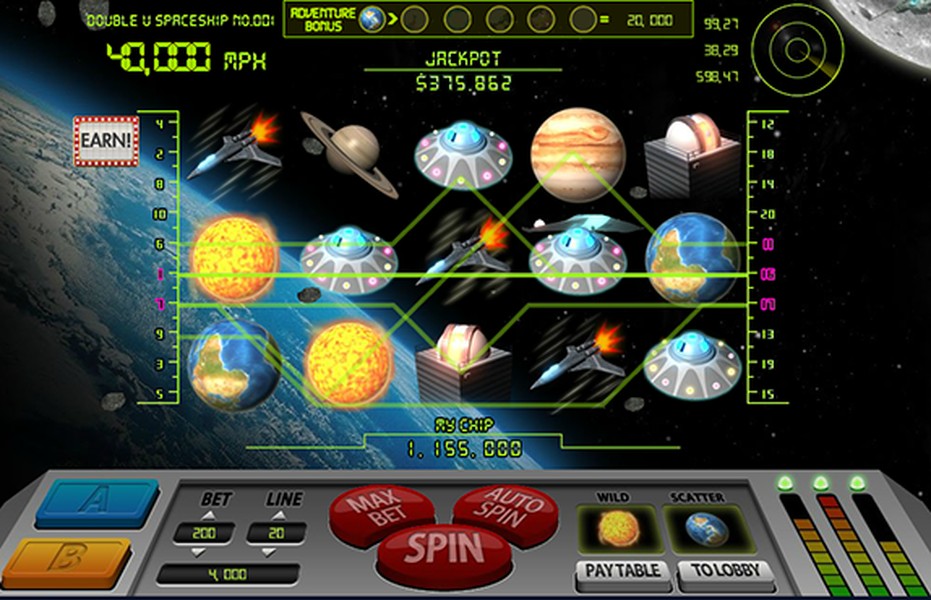 Space-themed slot machine game screen