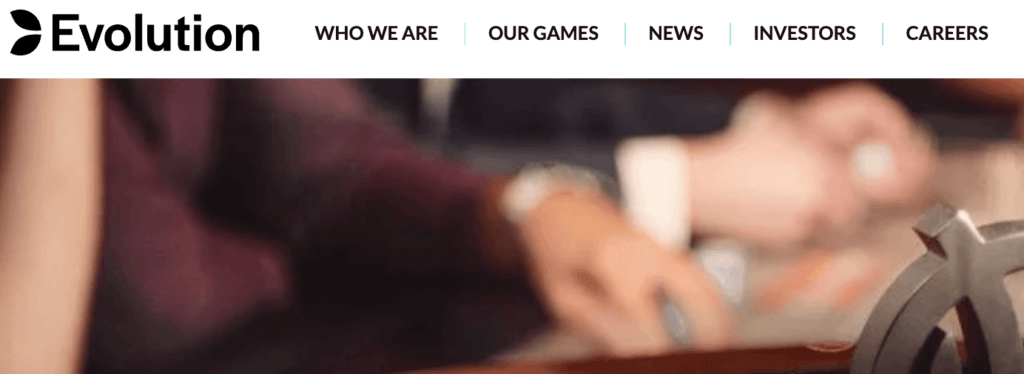Evolution website header with navigation menu