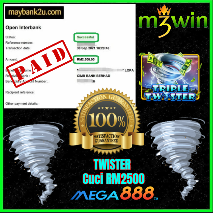 Paid RM2500 receipt with casino logos and twisters