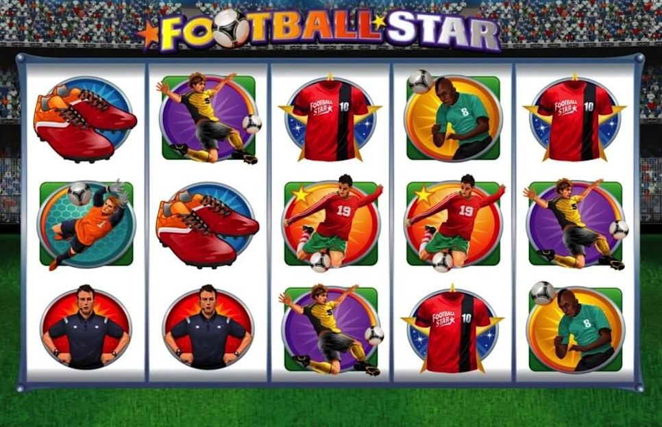 Football slot machine with player and boot symbols