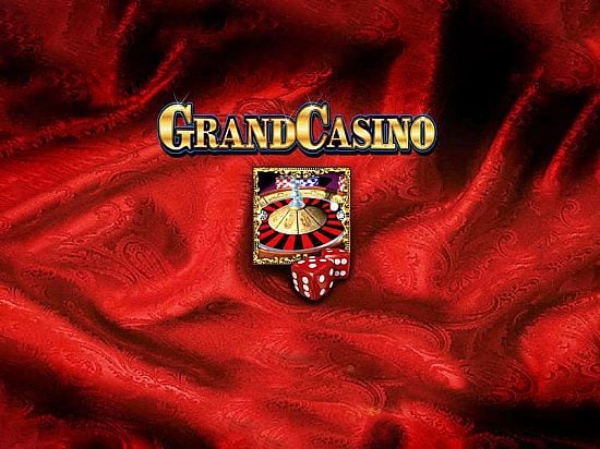 Grand Casino logo on red satin with roulette