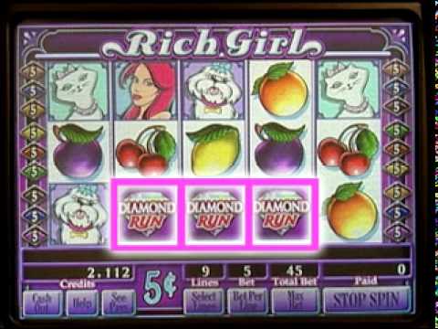 Rich Girl slot machine showing Diamond Run win