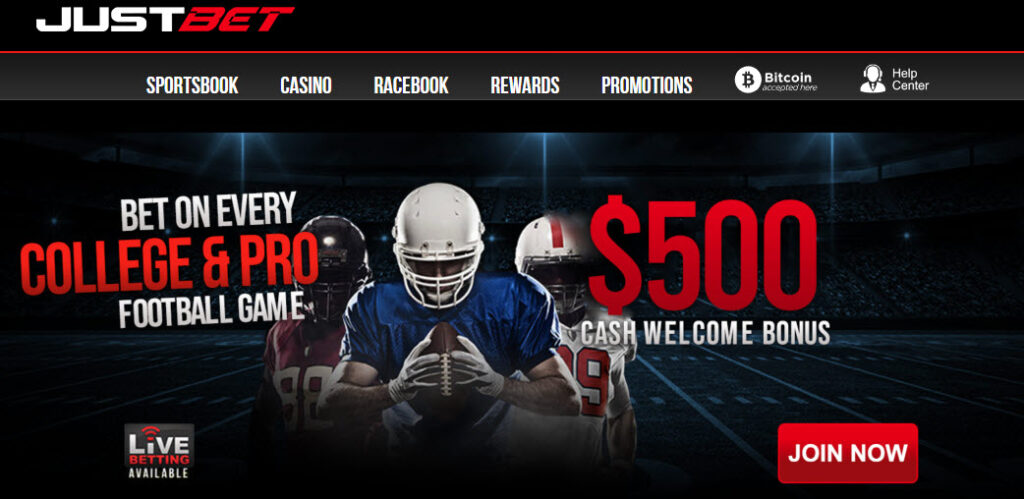 Sportsbook banner: $500 football betting welcome bonus