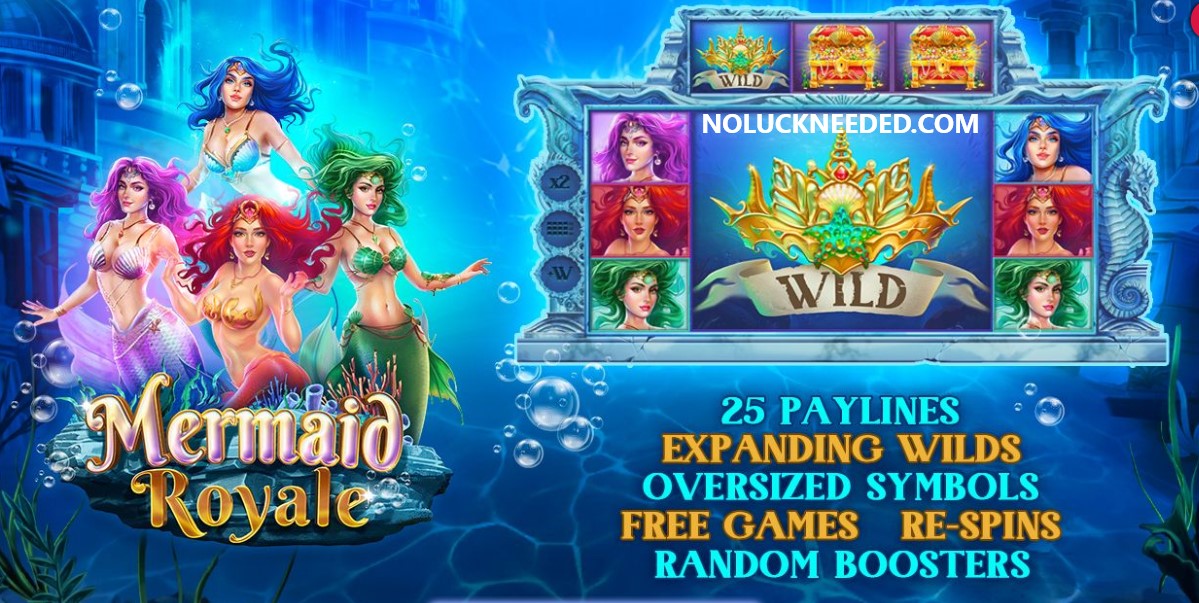 Mermaid Royale slot game screen with mermaids