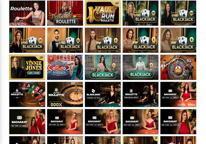 Grid of online casino live dealer thumbnails