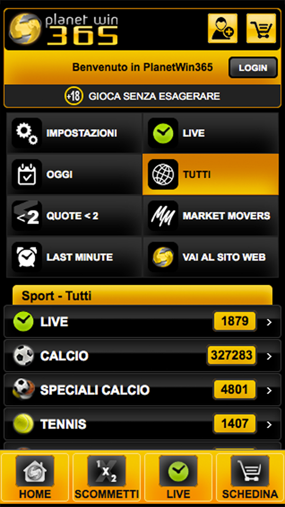 PlanetWin365 mobile sports betting app interface