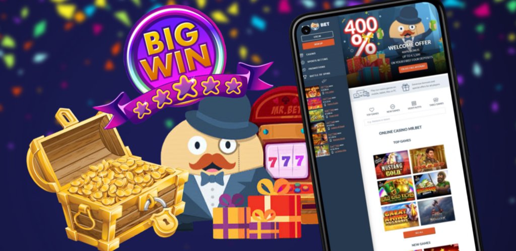 Mobile casino big win with treasure chest