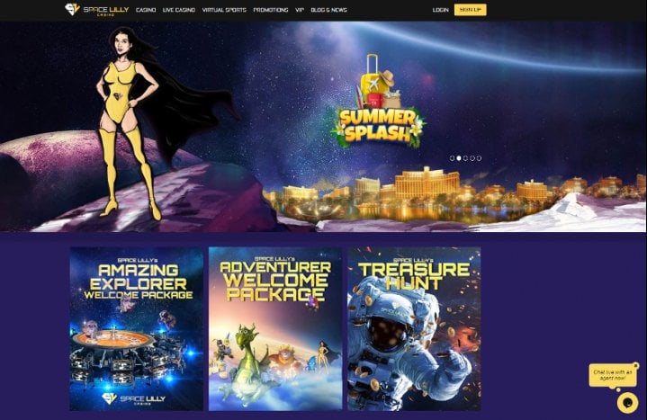 Online casino homepage featuring superhero and promotions