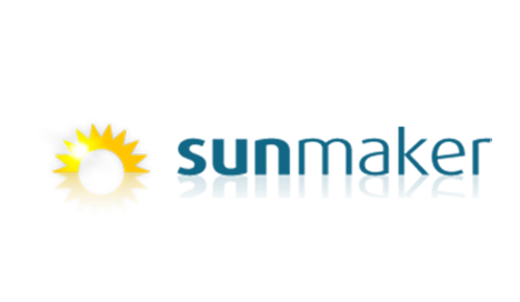 Sunmaker logo with yellow sun and reflection