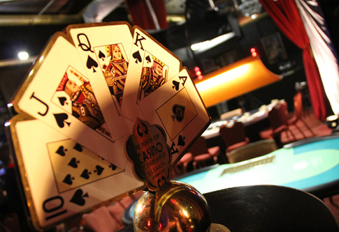 Decorative fan of spade-suit playing cards