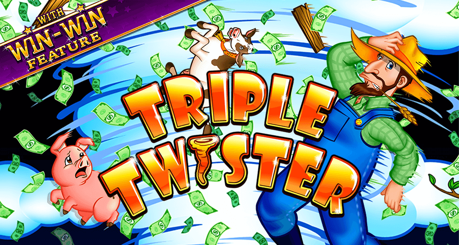 Triple Twister slot banner with farmer and pig