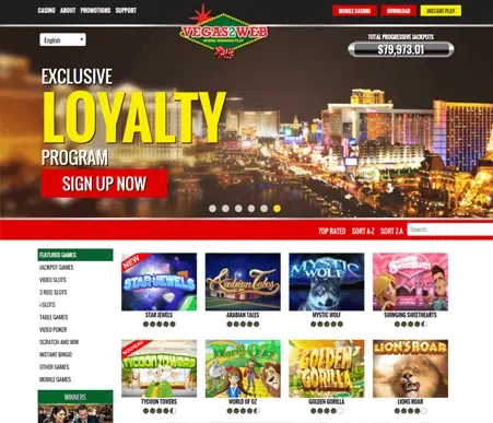 Vegas online casino loyalty program page