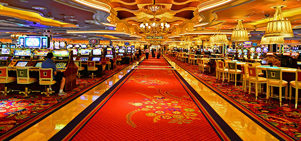 Luxurious casino floor with slot machines